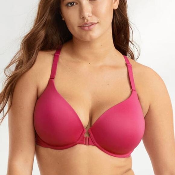 Other Other - Bare Necessities Fuchsia Front Close Racer Back Bra Sz 32B Lined Underwire